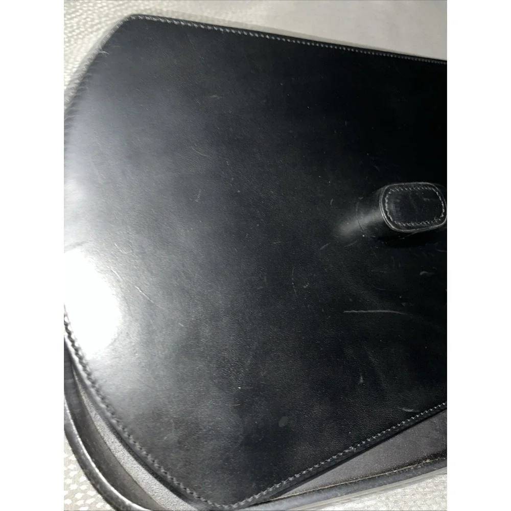 Levenger Full Grain Black Leather Storage Large Tray w/ Lid Organizer Office Bar